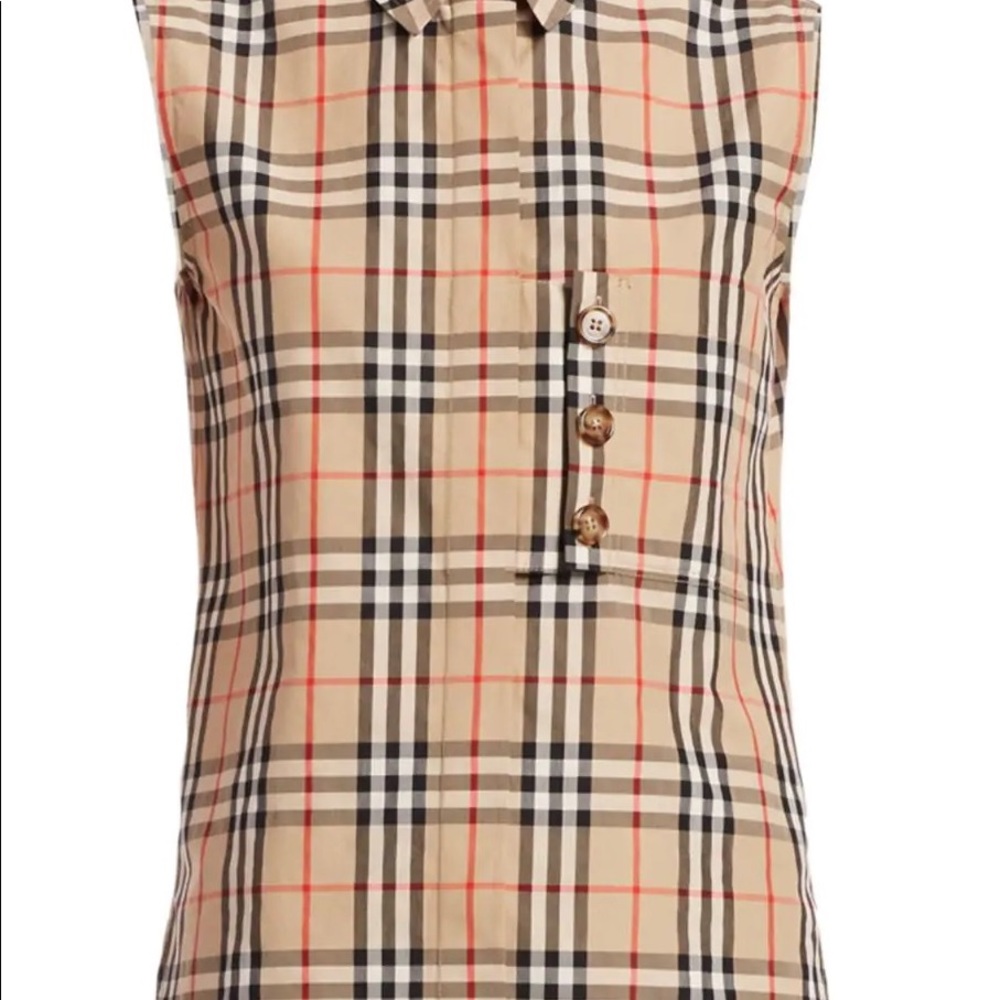 SOLD Burberry Palila Check Print Sleeveless Shirt - Picture 12 of 12
